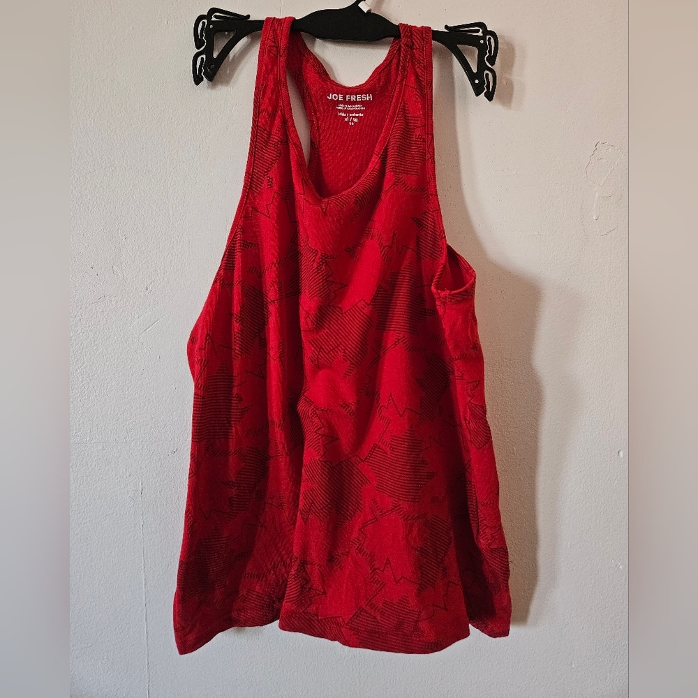 Joe Fresh Kid's Maple Leaf Printed Canada Red Tank Top size 14 extra large xl